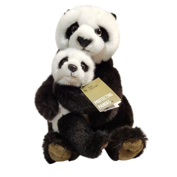 WWF Panda Mom Baby Plush 11" Protecting Pandas Dutch Design Bon Ton Toys - Picture 1 of 16